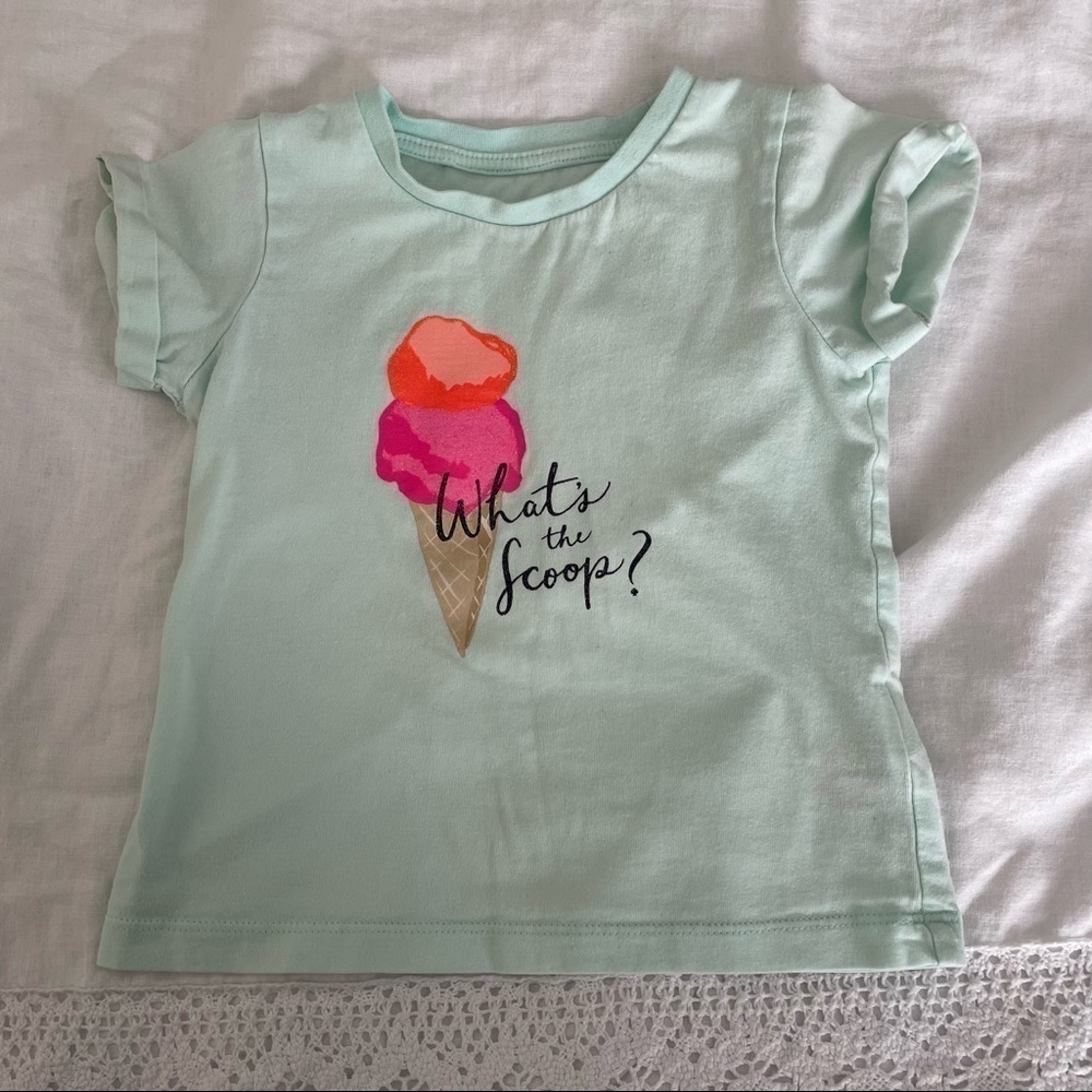 Kate Spade Girl Shirt 3T/3Y Mint Green What's the Scoop Ice cream